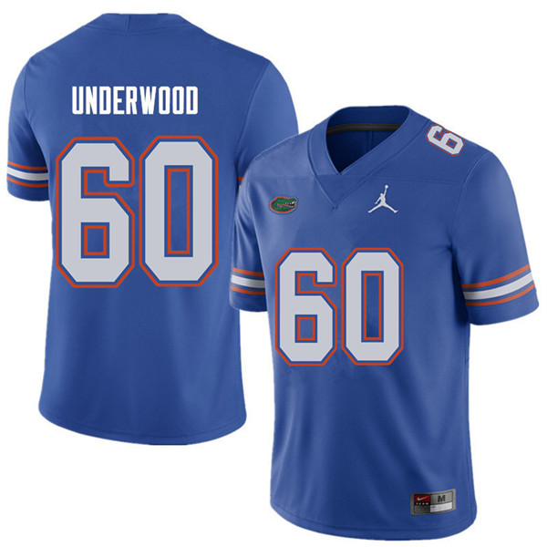 Jordan Brand Men #60 Houston Underwood Florida Gators College Football Jerseys Sale-Royal - Click Image to Close